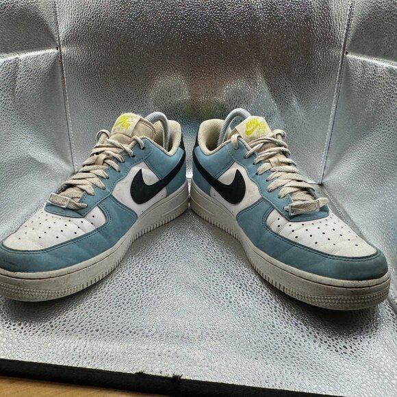 Size 9 Nike Air Force 1 White‎ Aquarius Blue Womens Sneaker Shoes HJ9571-400 main image 8
